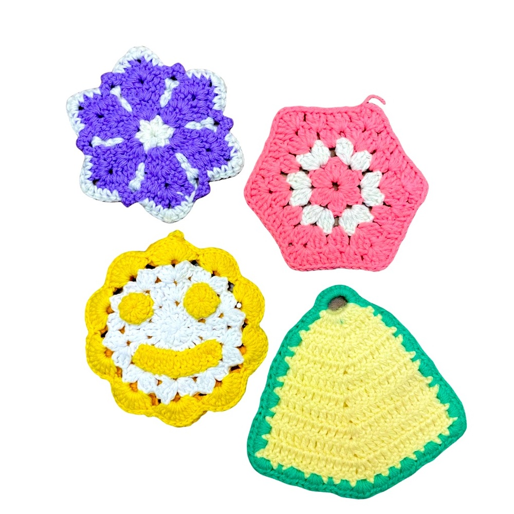 Set of 4 Vintage Crocheted Potholders